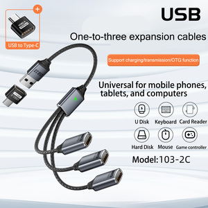 Phổ USB Một Nữ Để 3 Cổng USB Một Nữ Cáp Dữ Liệu Loại C Nam 1 Để 3 Flash Sạc Dây Cho Máy Tính Xách Tay Điện Thoại Đĩa Cứng - Product Image 5