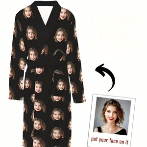 חם מכירה קיץ פוליאסטר sleepwear תמונה אישית מותרות הלילה שמלת לילה למבוגרים - Product Image 2