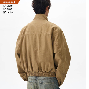 Personnalisation OEM de haute qualité américain Vintage <span class=keywords><strong>toile</strong></span> lavée unisexe pilote col montant vêtements de travail poche zippée veste pour hommes - Product Image 5