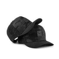 Casquette de baseball de luxe à 5 panneaux avec logo en caoutchouc et broderie personnalisée, casquette perforée bicolore imperméable, casquette de baseball hydro camouflage