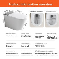 WC intelligent à siphon intégré au sol avec télécommande, évacuation en S-trap, siège chauffant et contrôle automatique de l'eau