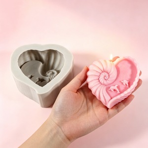Heart Shaped Conch Silicone <b>Mold</b> For <b>Candle</b> Soap Making DIY Craft 3D Sea Shell <b>Mold</b> With Dolphin Design Light Gray - Product Image 4