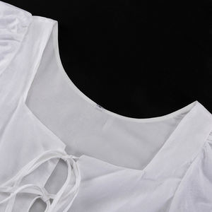 Manica a sbuffo 2025 alla moda abiti Casual in <span class=keywords><strong>lino</strong></span> di cotone bianco Cardigan lungo abito estivo <span class=keywords><strong>donna</strong></span> - Product Image 6