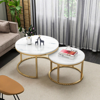 Table basse gigogne en bois de style ferme nordique moderne de luxe avec rangement et pieds dorés pour salon et mobilier de maison