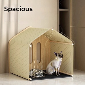 <strong>Dog</strong> <strong>House</strong> with <strong>Wooden</strong> Frame for Small <strong>Dogs</strong> or Cats Wood Pet <strong>House</strong> with Fabric Cushion for Indoor - Product Image 2