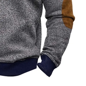 Sweat-shirts décontractés pour hommes à <span class=keywords><strong>col</strong></span> châle avec empiècements aux coudes et manches longues - Product Image 2
