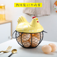 Panier de rangement pour œufs en céramique motif poulet, support organisateur en fer pour œufs, boîte de rangement pour œufs