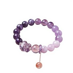 Pulsera de Cristal Natural Multi-Tesoros de Estilo Fuego Púrpura Nueve 2025, Hecha a Mano, para Mujer, <span class=keywords><strong>Beneficios</strong></span> para Empleados, Venta al por Mayor - Product Image 1