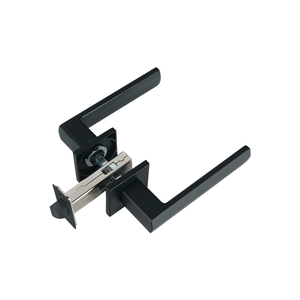 Mortiser padat kontemporer tuas campuran seng masuk hitam Matte gagang pintu dalam ruangan untuk kamar tidur - Product Image 2