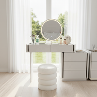 Table de maquillage moderne de luxe avec miroir réglable, cadre en aluminium, bois massif blanc et noir, pour chambre à coucher, YIFAN