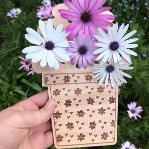 Supporto per fiori in legno raccolto a mano espositore per fiori selvatici idee per bambini, regalo per mamma da figlia piccola Idea regalo da figlio