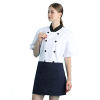 Uniforme de restaurant d'hôtel, veste de chef à manches courtes, uniforme de chef en sergé en polyester et coton, logo personnalisé