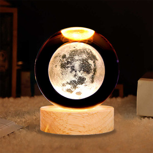 ลูกบอลคริสตัลเลเซอร์ทางช้างเผือกพร้อมฐานไฟ LED ไม้ MH-Q0242 - Product Image 6