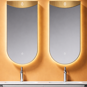 <span class=keywords><strong>Mobile</strong></span> da <span class=keywords><strong>Bagno</strong></span> Moderno con Specchio, Design a Due Ante, Gambe Robuste per Stabilità, Eleganti Accenti Dorati, Salvaspazio - Product Image 4