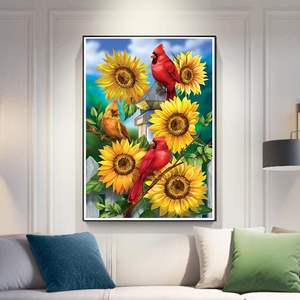 Diamant peinture plantes et fleurs série tournesol oiseau brodé à la main premium ambiance art <span class=keywords><strong>mur</strong></span> décoratif peinture cadeau - Product Image 3