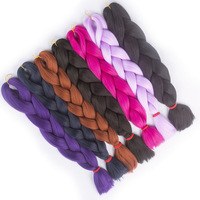 Extensions de tresses synthétiques en fibres haute température pour tresses jumbo, couleurs mélangées, double trame, pour machine à crocheter, vente en gros usine