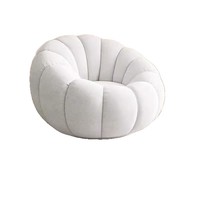 Fauteuil pivotant individuel en similicuir PU couleur crème avec fauteuil en fausse fourrure, design moderne en forme de citrouille, en bois massif, garantie 3 ans, pour salon