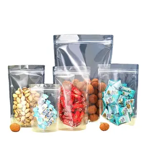 Hersluitbare Afdichtingsmaat Transparant Plastic Ritssluiting Opstaand Zakje Doorzichtige Transparante Zak Voor Voedselverpakkingen