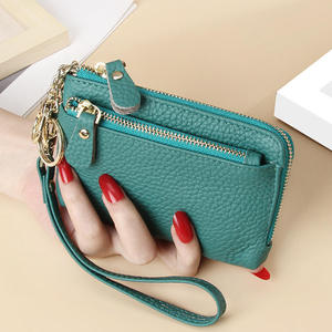 Portefeuille court tendance AndoBag pour femmes, en cuir de vache véritable, jolie pochette à fermeture éclair, porte-monnaie, porte-cartes avec porte-clés - Product Image 3