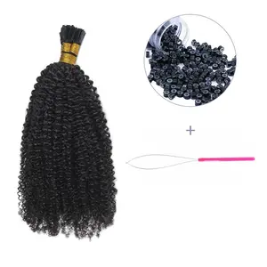 Wholesale Virgin Raw i Tip Hair Extensions Afro Kinky Curly Straight 10A Pre Bonded Stick I Tip Human Hair Extensions