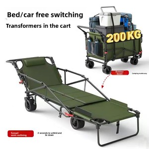 Carrito Plegable Multifuncional <span class=keywords><strong>de</strong></span> Cuatro Ruedas <span class=keywords><strong>para</strong></span> Exteriores, Plataforma Metálica Resistente y Portátil <span class=keywords><strong>para</strong></span> <span class=keywords><strong>Playa</strong></span>, Camping, Compras y Almacenamiento - Product Image 1