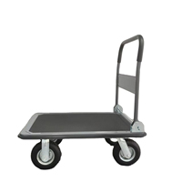 Carretilla de Mano Plana con Marco de Metal Gris, Mango Plegable, Carretilla Industrial