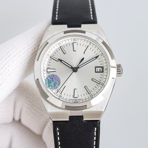 Top-tier Luxury Factory Wholesale Mens Wristwatch Steel Case Silver Face Black Leather Band Automatic Mechanical Reloj Hombre - Product Image 1