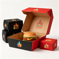 Boîte personnalisée avec logo imprimé, différentes couleurs, emballage alimentaire jetable, boîte écologique compostable en papier kraft pour hamburger