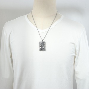 Yunnique – collier avec pendentif Dragon en acier inoxydable, rectangulaire, unisexe, bijoux cadeau, design du zodiaque animal - Product Image 3