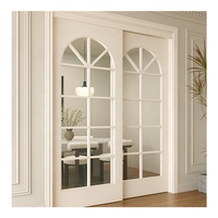 Rail suspendu peint en bois massif porte coulissante boucle incurvée grille lumière balcon français cuisine étude porte coulissante