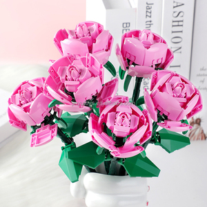 Bricolage roses Saint Valentin fleur bloc de construction jouets bouquet combinaison jouets pas cher Rose bloc de construction coche para bebe - Product Image 6