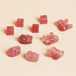 จี้หินธรรมชาติ สตรอเบอร์รี่ควอตซ์ มูนสโตน ปี่เซียะ รูปโบว์ สำหรับทำเครื่องประดับแฮนด์เมด แนวทหารผู้กล้าหาญ - Product Image 3