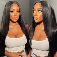 Perruque brésilienne Kinky Straight HD Lace Frontal sans colle, transparente, entièrement en dentelle avec cheveux de bébé, perruques de cheveux humains de haute qualité