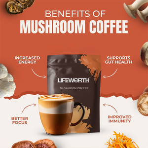 LIFEWORTH 6 Champignons Adaptogènes Café Instantané Cordyceps Crinière <span class=keywords><strong>de</strong></span> <span class=keywords><strong>Lion</strong></span> Queue <span class=keywords><strong>de</strong></span> Dinde Huile MCT Meilleure Énergie Concentration Digestion Immunité - Product Image 2