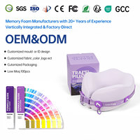 Oreiller de voyage en mousse à mémoire de forme à rebond lent OEM ODM, soutien à 360 degrés, oreiller coloré en gros pour le bureau et l'avion