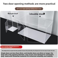 Vitrine de présentation transparente en acrylique avec couvercle anti-poussière, style ouverture à clapet, pour figurines BUBBLE MART Labubu et boîtes mystères, montage facile, emballage plat, présentoir