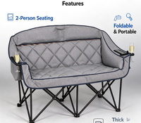 Chaise de camping pliable portable à double siège, cadre en aluminium, tissu Oxford, chaise longue de jardin d'extérieur