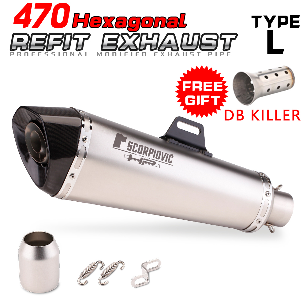 51MM Universal Carbon Fiber Stainless Steel Motorcycle Exhaust