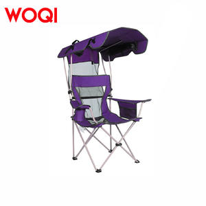 Chaise pliante de camping Woqi Awning avec porte-gobelet, chaise de plage pare-soleil, couleur personnalisable, matériau polyester - Product Image 5