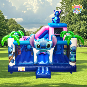 Château gonflable commercial pour enfants et tout-petits, grand modè<span class=keywords><strong>le</strong></span>, thème Stitch, avec souffleur, toboggan et parcours d'obstacles - Product Image 1