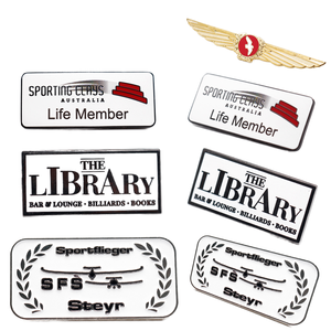 Trung Quốc Nhà cung cấp tùy chỉnh in ấn logo kim loại tấm Tên tag Phù Hiệu với nam châm trở lại - Product Image 1