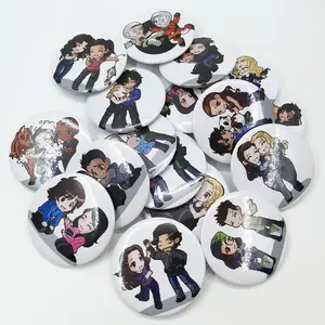 custom logo 25mm 30mm 32mm 35mm 38mm 44mm 50mm 58mm 74mm metal round anime tinplate pin button badge