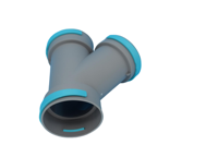 Raccord en T oblique pour tuyau PE 200x200x200, connecteur 3 voies pour conduit de ventilation, raccord de tuyauterie CVC pour système de ventilation
