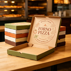 Scatole per Pizza al Legno Personalizzate OEM ODM, Design Gratuito, Logo Personalizzato, Imballaggio in Cartone Ondulato, Margherita <span class=keywords><strong>Buon</strong></span> Appetito, Qualità Alimentare - Product Image 1