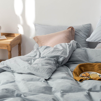 Parures de lit en coton lavé 100% de haute qualité, super douces, taille King, ensembles de couettes, draps, linge de lit