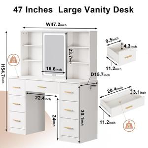 Cómoda Moderna de Madera Blanca con Espejo Iluminado para Dormitorio y Uso en Hoteles, Tocador <span class=keywords><strong>Infantil</strong></span> - Product Image 4