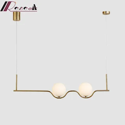 Long Dining Room Chandelier Lamp Modern Nordic Creative Light Glass Art Bar Pendant Lights