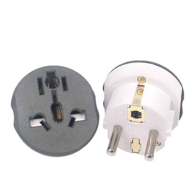 High Quality NFC Copper Power Socket Adapter Universal EU Plug to Euro 2 Pins Converter 10A 250V for UK AU US Schuko