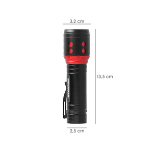 Mini torcia portatile a LED, alluminio, ricaricabile tramite USB (1200 mAh), 500 lumen, 5 Watt. Con funzione zoom e attacco a clip - Product Image 2