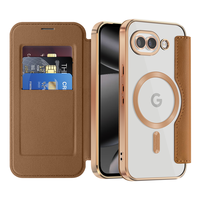 Étui portefeuille en cuir avec clip à cartes et aimant, coque transparente pour Google Pixel 10A 9 Pro XL 8A 7A, placage, compatible charge sans fil, étui à rabat